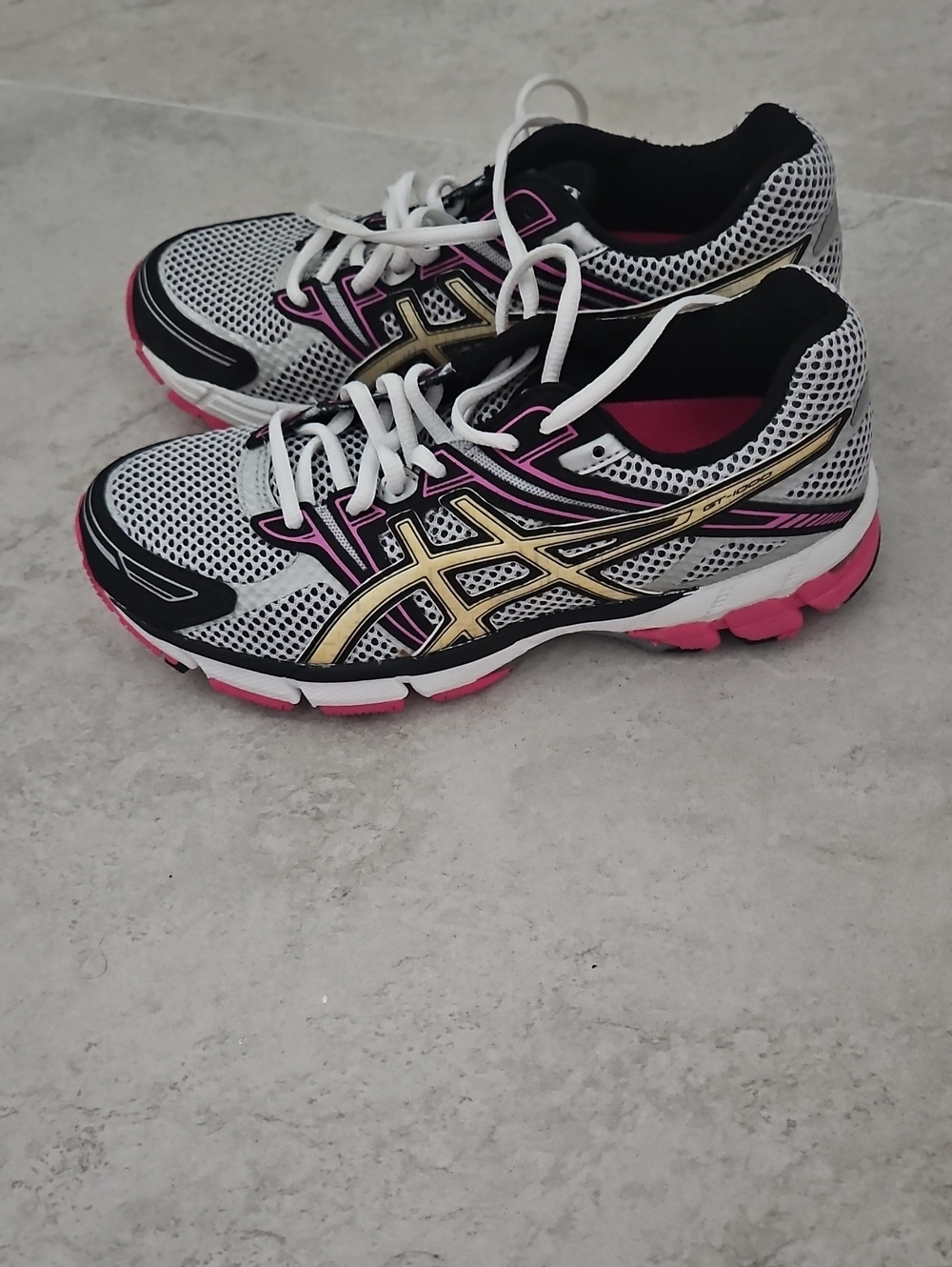 ASICS White, Pink & Gold Women's Running Sneakers